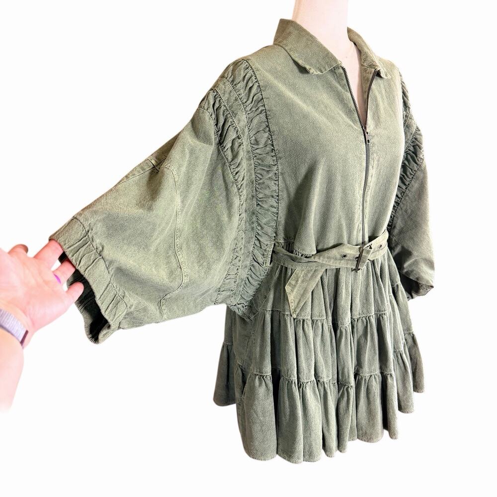 Free People Women's Green Hampton Mini Dress Small Bohemian boho Hippie - Picture 2 of 11